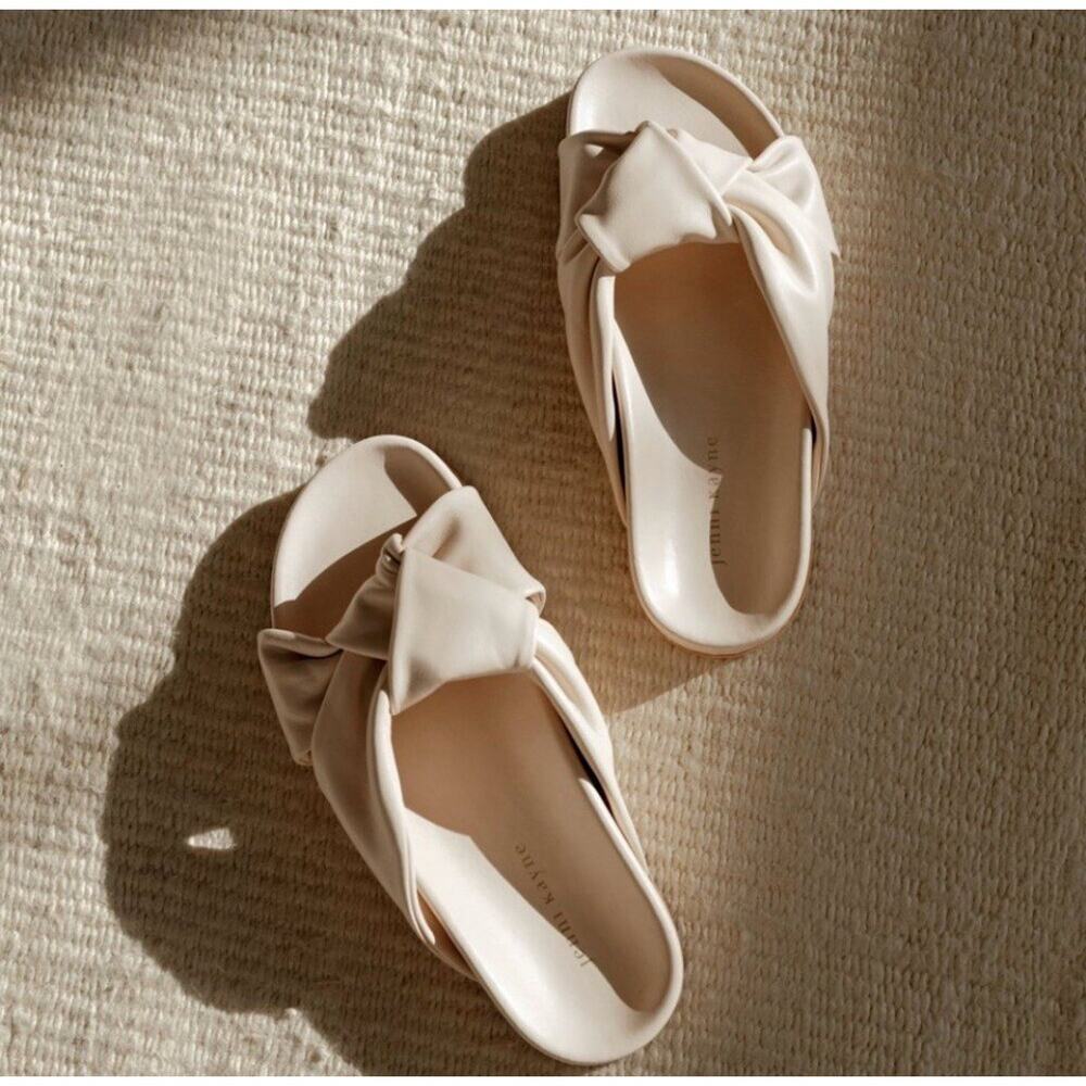 Jenni Kayne Leather Knot Sandal Cream Quite Luxury Size 39 9 Resort Beach - Picture 2 of 8